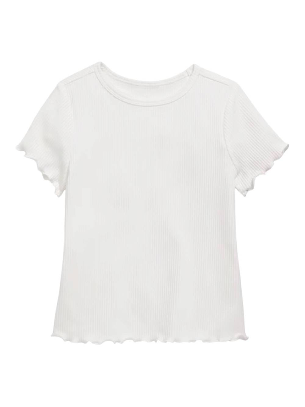 Old‎ Navy Toddler Girls' White Short-Sleeve Lettuce-Edge T-Shirt, Size 3T